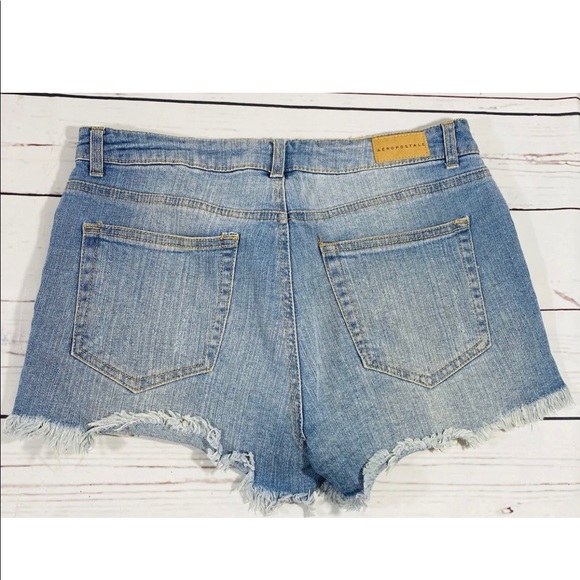 Aeropostale Womens Jean Shorts Size 4 Denim High Wasted Shorty Raw Hem Cut Off - Picture 3 of 8